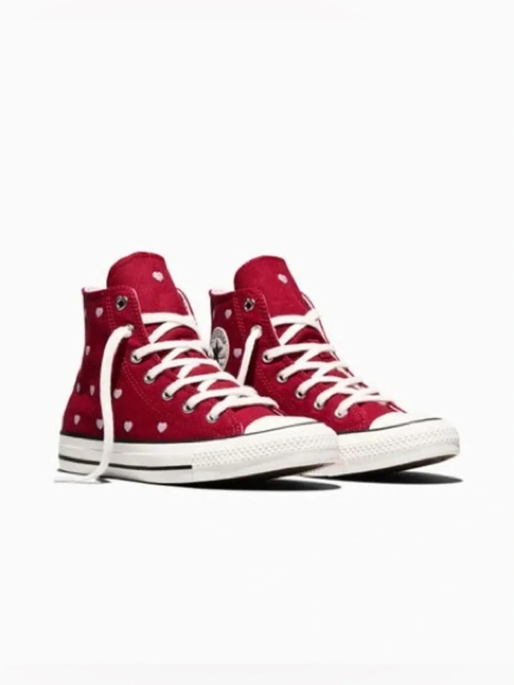 Converse Chuck Taylor All Star High Top Shoes Hearts Red Sneaker Youth Size 5.5